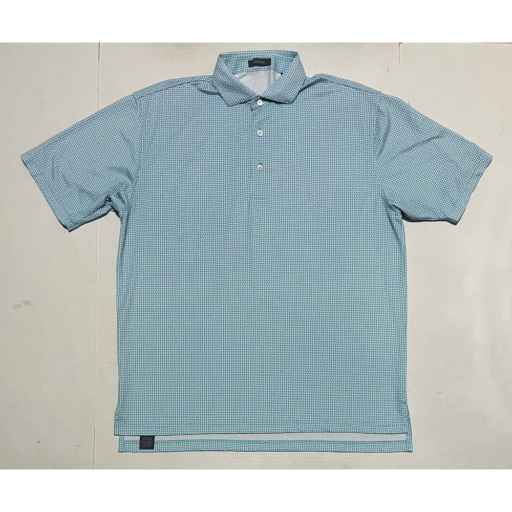 Turtleson Performance Golf Polo Shirt Men's Size Large Blue Print Stretch Korea